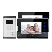 ENVÍO de la Nueva 7 “Teléfono Video de La Puerta Sistema de Intercomunicación 2 Monitores + 1 Cámara A Prueba de agua para 2 Apartamento Del Hogar Familiar