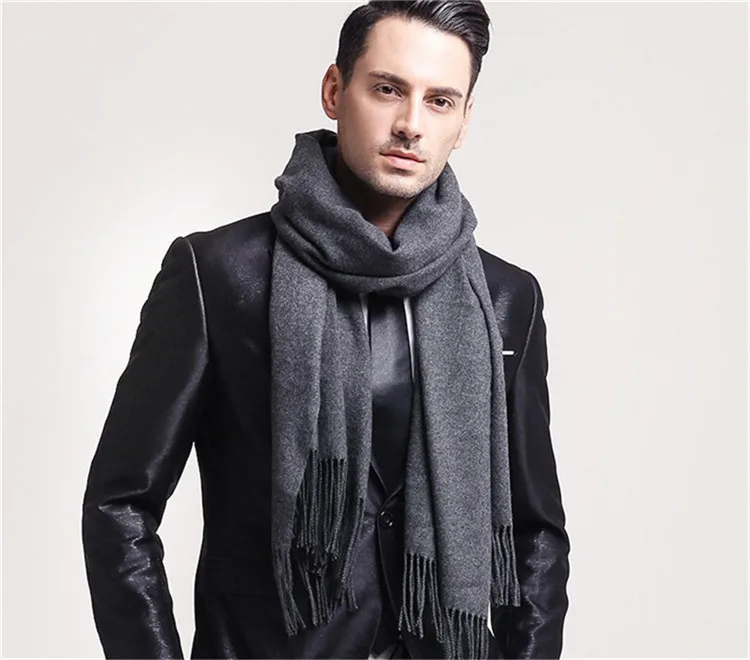 Elegant Gray Men's Scarf Winter Faux Cashmere Male Scarves Black Navy Men's Scarfs Classic Plaid Scarf for Men Red Women Tippet