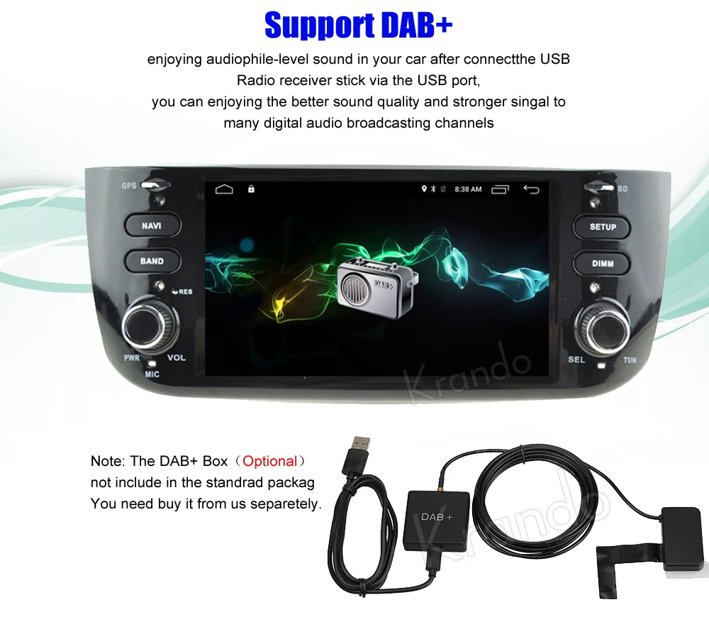 Flash Deal Krando Android 8.0 car multimedia radio for fiat punto /Linea 2012-2015 navigation system wifi 2G RAM Playstore Bluetooth 5