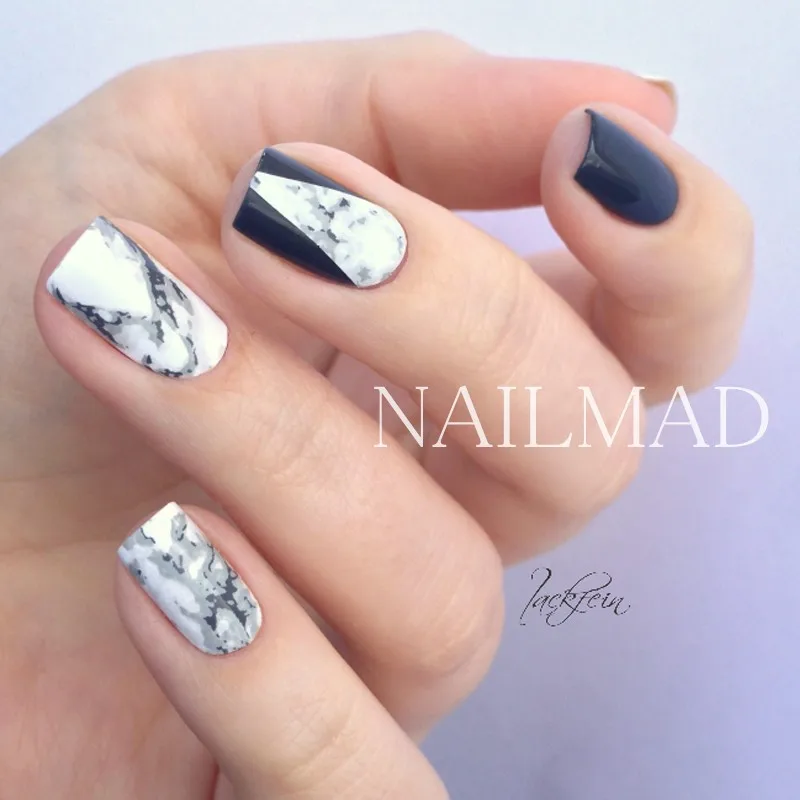 1 лист NailMAD каменные мраморные наклейки для ногтей переводные наклейки s Белый мрамор наклейки для ногтей татуировки черный мрамор водная горка