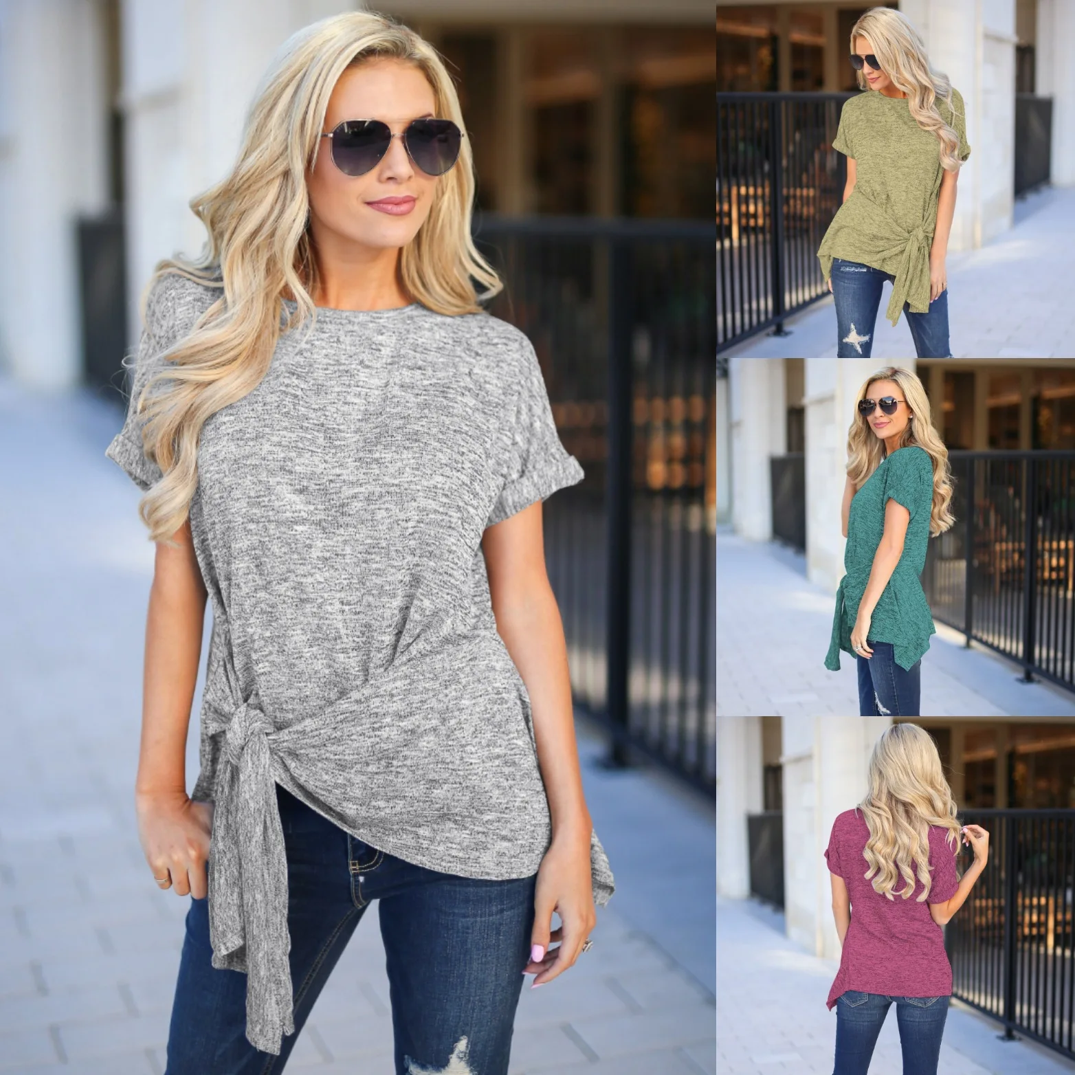 

Cotton T-shirt For Women Hot Style Round Neck Irregular Hem Shirt Ladies Summer Short-Sleeved Tops