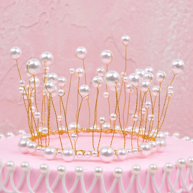 Светодиодный светильник с жемчужной короной, украшение для торта, вечерние украшения принцессы, украшение торта на день рождения, инструменты для украшения торта, подарок, свадебные принадлежности - Цвет: only crown
