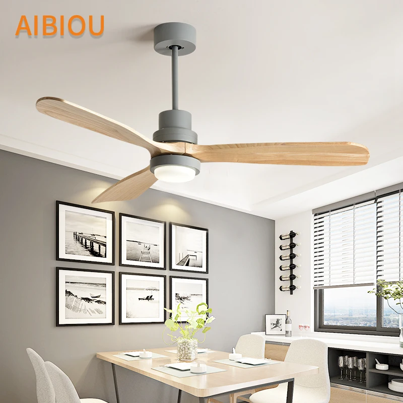 Us 272 6 42 Off Aibiou Nordic Style Led Ceiling Fan With Lights Remote Control 220v Ceiling Fans For Living Room Dining Room Wood Fan Lighting In