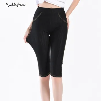 

2018 Plus Size XL-5XL Women Jean Leggings High Waist Elastic Stretch Female Leggins With Pocket Push Up Workout Jeggings Pants