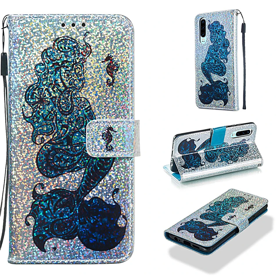 Shining Wallet Flip Cases For Huawei P30 Pro P Smart 2019 Mate 20 Lite Y6 2018 Y7 Prime 2019 Honor 10 Lite 7A Pro 8A Cover