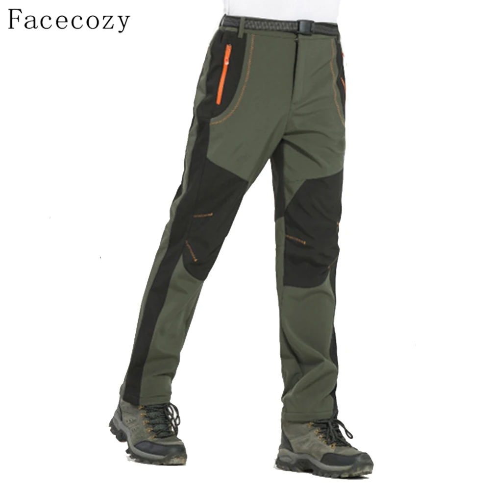 Facecozy мужские Походные штаны для кемпинга зимние теплые флисовые уличные брюки