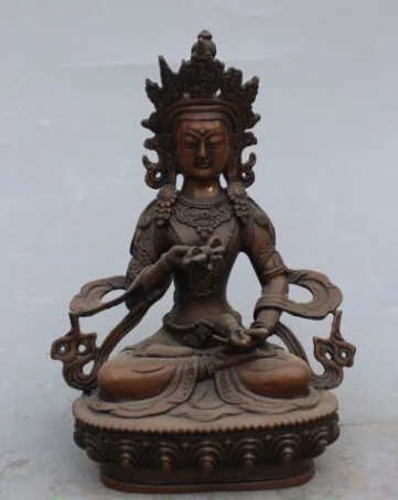 

dr091 10" Chinese Pure Bronze Seat Vajradhara Vajrabhairava Goddess Buddha Statue