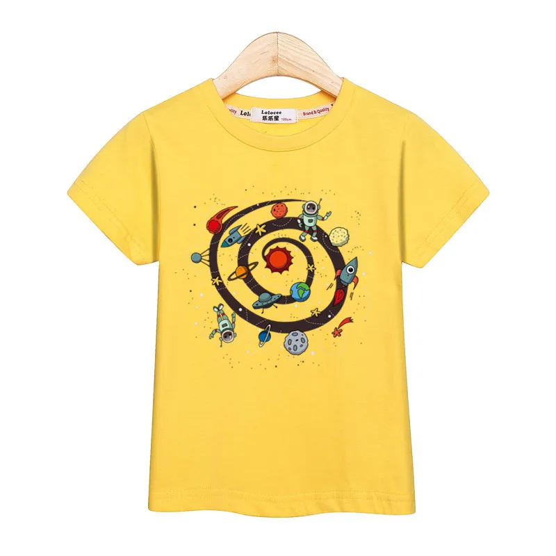 

kids Short-sleeved summer boys T-shirt Fun astronaut pattern tops tee baby girl clothes child fashion brand dress cotton shirts