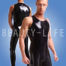 Латексный облегающий костюм комбинезон без молнии или молния в промежности брюки и топ наборы