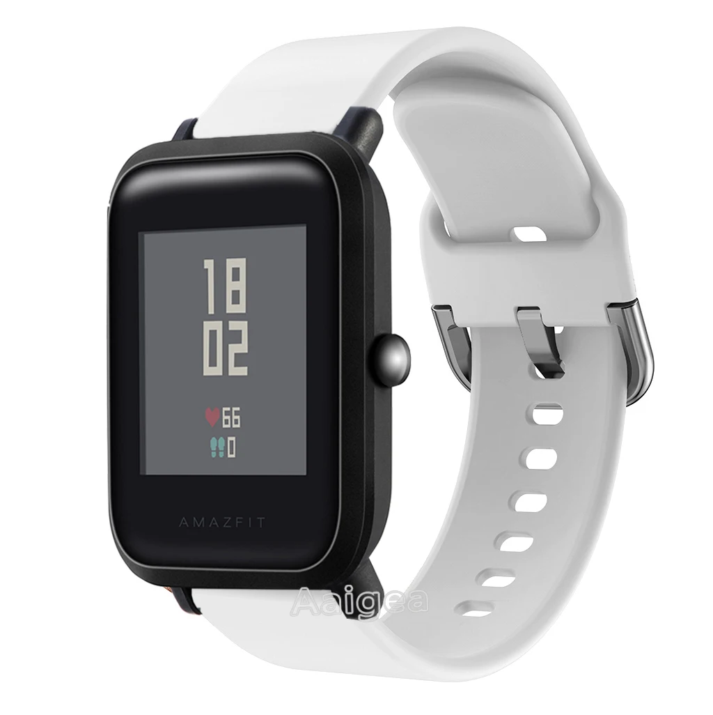Мягкий силиконовый ремешок для часов для Xiaomi Huami Amazfit Bip BIT PACE Lite, Молодежный сменный спортивный браслет 20 мм, ремешок на запястье - Цвет ремешка: Белый