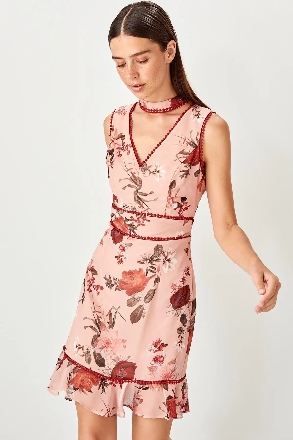 Модное платье с рисунком розы TPRSS19UT0172|Платья| |