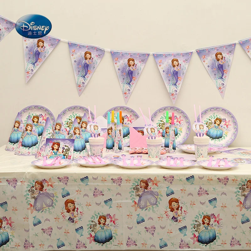 

Suitable for 12 people Sofia Princess Theme Tableware Set total 177 pcs/lot Children Birthday Party ornament Supplies
