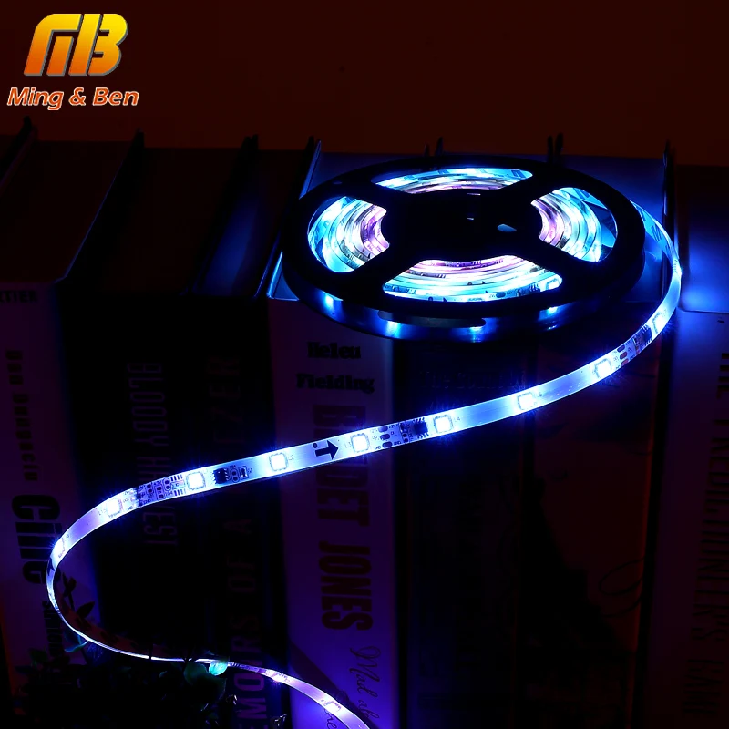 

[MingBen] 5M LED Strip Smart Auto Changeable RGB DC 12V SMD 5050 Full Color Pixel IC Digital Individually Addressable Tape Light