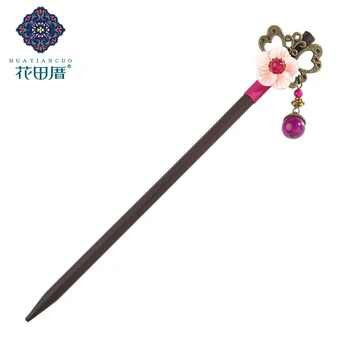 

Ethnic Handmade Shell Flower and Hollow Butterfly Wooden Hair Sticks for Women Accessories Hair Jewelry with dangle FZ-18030