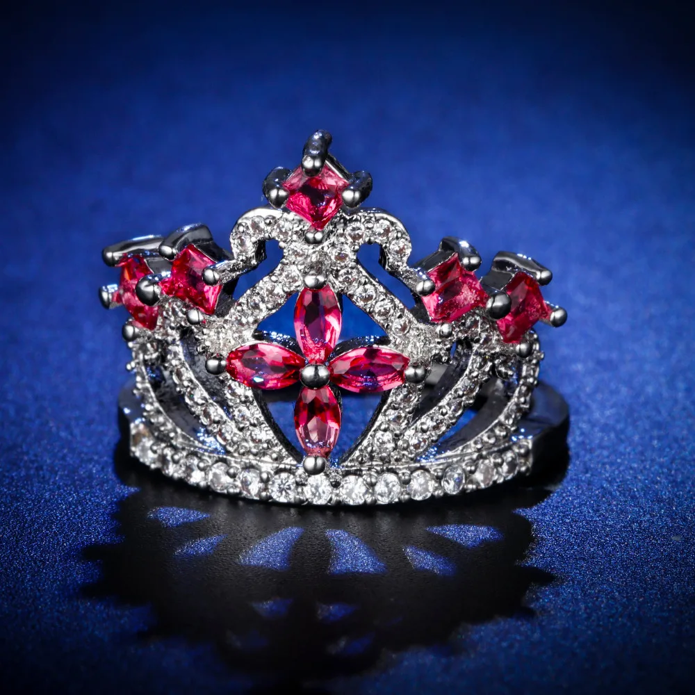 

Original Design Handmade cz unique style ruby cross marquiese red Ring Cubic Zirconia Hot Ins silver