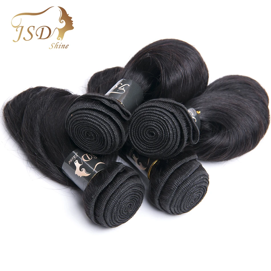 JSDShine Brazilian Hair Weave Bundles Loose Wave 100% Human Hair 4 Bundles Non Remy Hair Extensions Natural Color Can Be Dyed JSDShine Brazilian Hair Weave Bundles Loose Wave 100% Human Hair 4 Bundles Non Remy Hair Extensions Natural Color Can Be Dyed