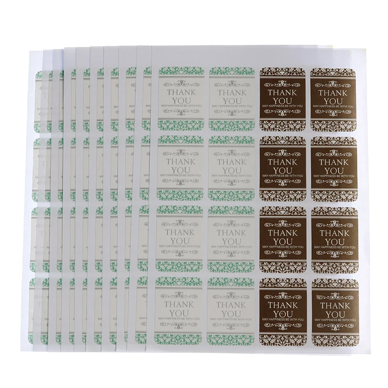 

64pcs / 4 Sheets Rectangular Label Thanks Thank You Seal Sticker Baking Packaging Cookie Bag Gift Box Decorative Seal Sticker