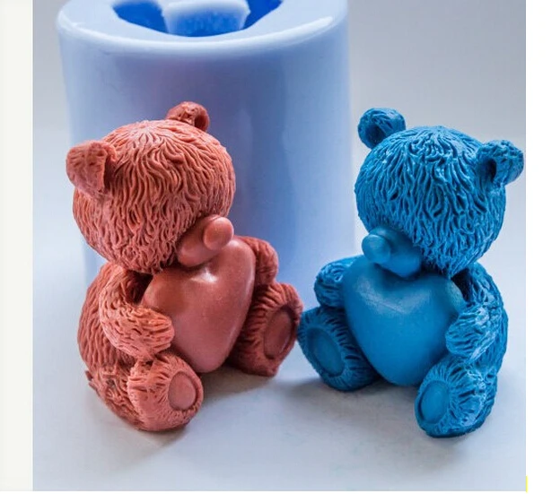 

Горячая Распродажа DIY 3D Медведь в форме сердца силиконовая форма ручной работы мыла