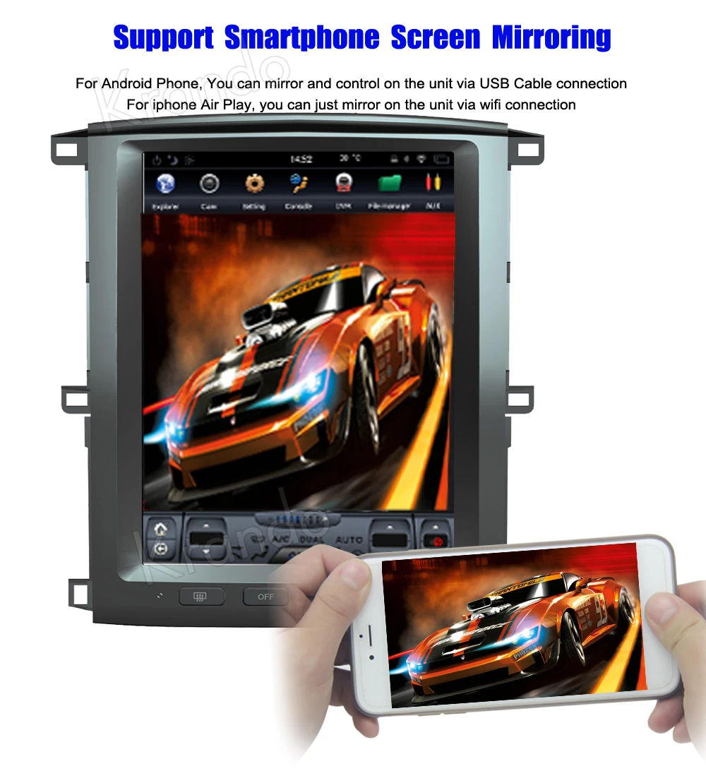 Excellent Krando Android 8.1 12.1" Vertical screen car multimedia player GPS for Toyota Land Cruiser lc100 2002-2007 navigation system BT 8 Excellent Krando Android 8.1 12.1" Vertical screen car multimedia player GPS for Toyota Land Cruiser lc100 2002-2007 navigation system BT 8