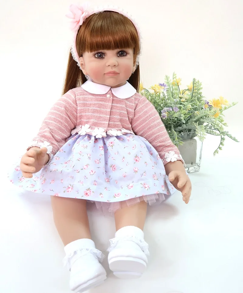 

60cm Silicone Vinyl Reborn Baby Doll Toys For Girl Princess Toddler Babies Like Alive Bebe Bonecas Lovely Birthday Xmas Gift