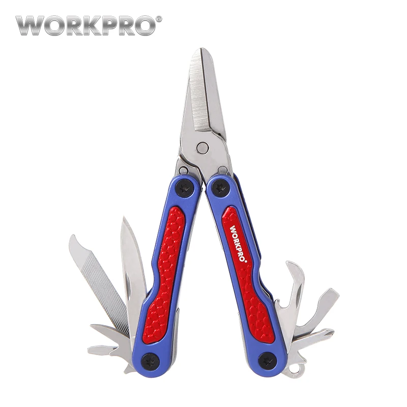 WORKPRO 10 in 1 MINI Scissors Multi Tool with Screwdrivers Knife Opener