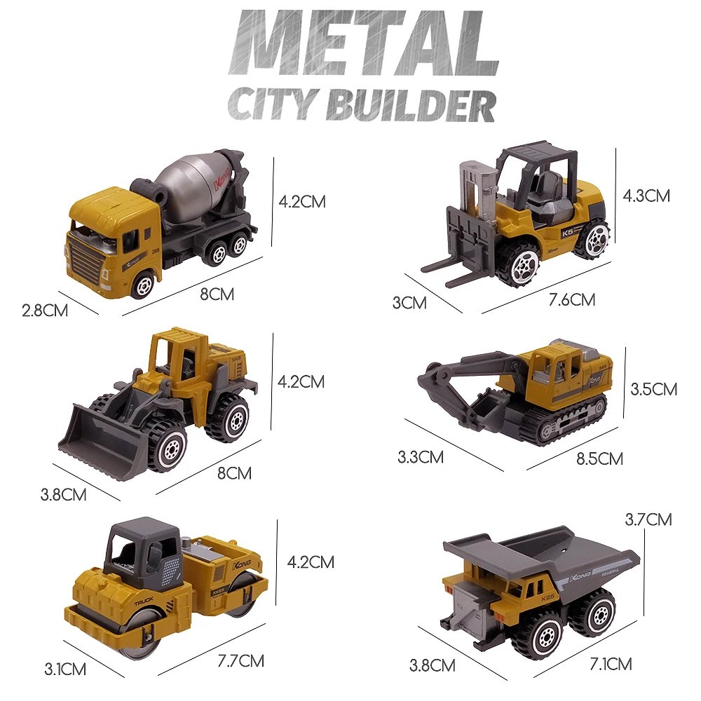 Сплав Мини инженерный автомобиль модель 1: 64 Металл литье под давлением Инженерная игрушка автомобиль игрушка самосвал вилочный погрузчик экскаватор игровой набор подарок