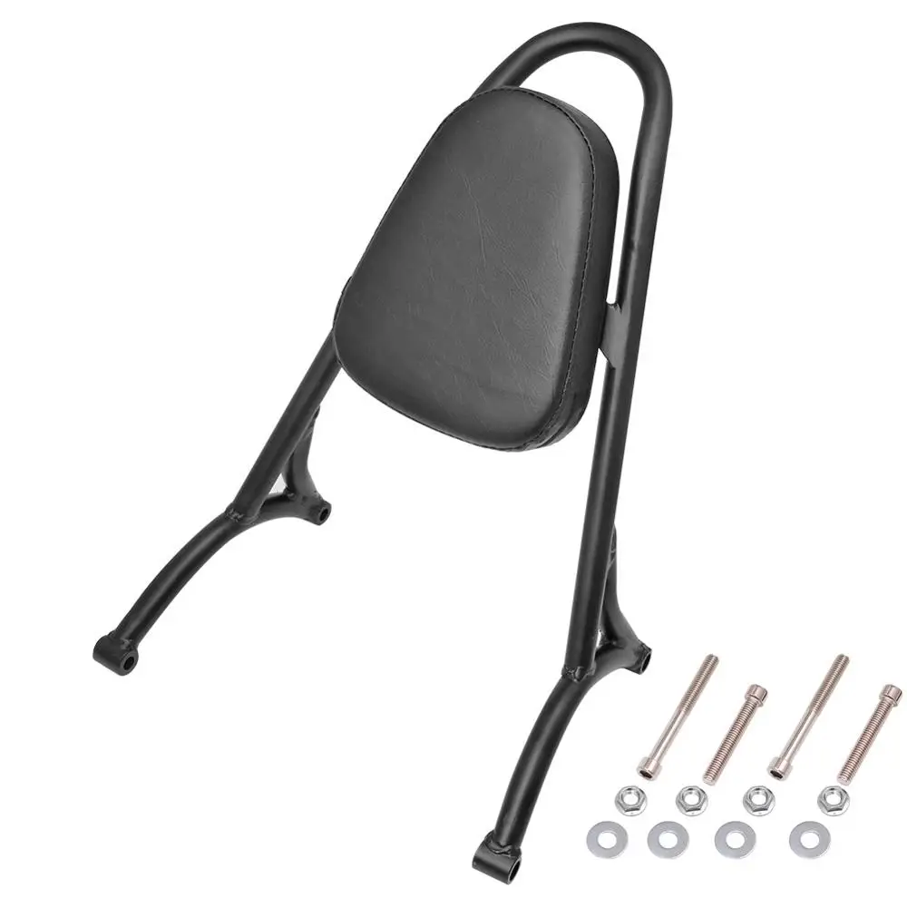 

Black Chrome Passenger Sissy Bar Cafe Racer Solo Backrest Pad Short Moto Custom Fit For Harley Sportster XL883 1200 1985-2019