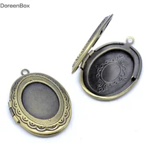 Doreen Box Lovely 5 бронзовый тон фото Овальный медальон рамка Подвески 34x24 мм(B12992