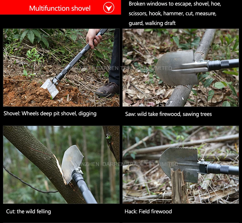 1 шт., для кемпинга, волшебная форма, стальная Лопата, многофункциональная Складная лопата, инструмент для выживания, лопата, фонарик, нож-лопатка