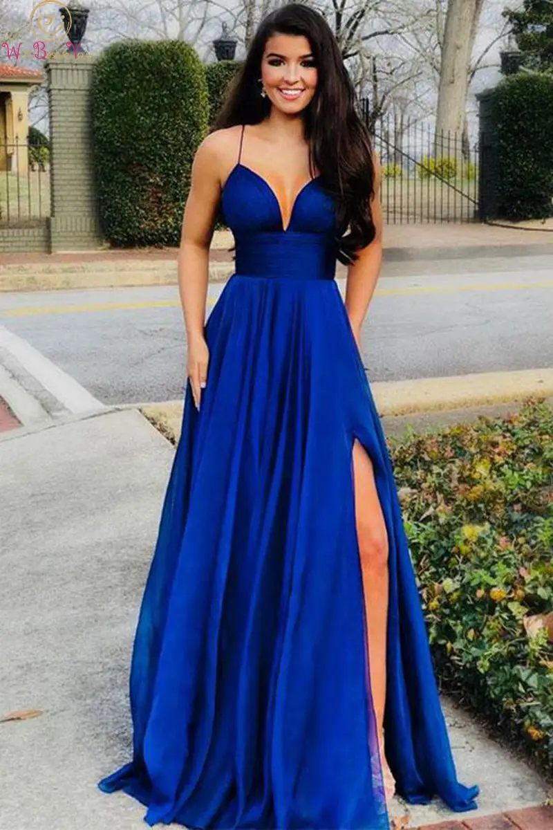 long blue dress formal