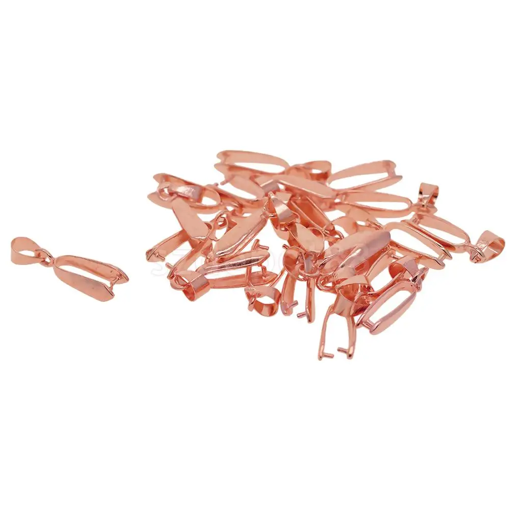 20pcs Gold / Rosegold Plated Pendants Clasps Clips Bails Connectors Brass Charm Pinch Bail Beads Jewelry Findings DIY