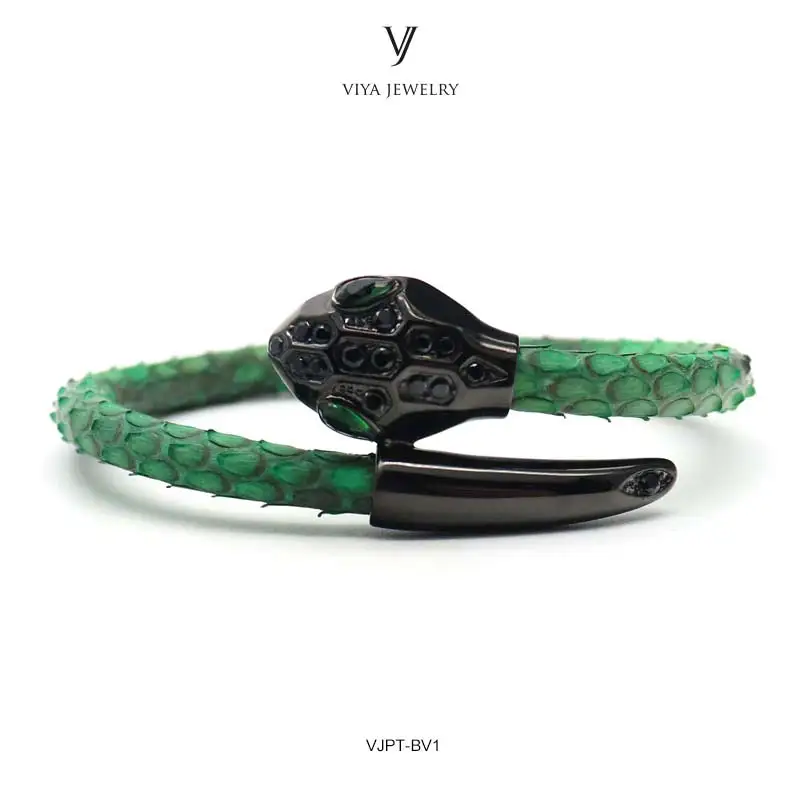 VJPT-BV1---Python leather snake bracelet ,fashion snake head Python leather bracelet,charms snake bracelet women men (19)