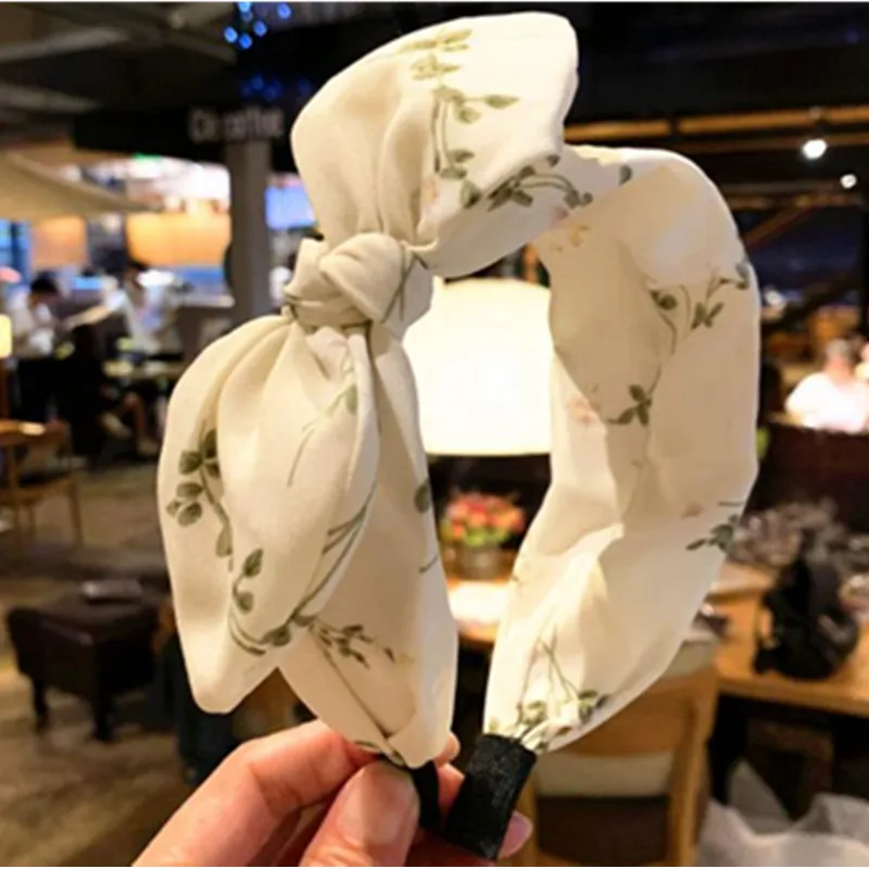 

Women Hairband Flora Print Side Bow Knotted Hairband Headband for Girls Hair Accessories Adult Sweet Bow Headband Hair Hoop NEW