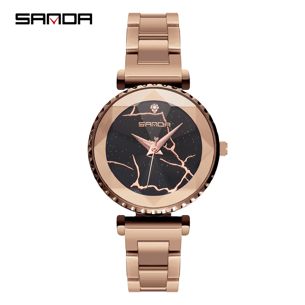 

SANDA Gold Women Watches Stainless Steel Analog Quartz Watch Women Fashion Relogio Feminino Ladies Creative Starry Sky Clock