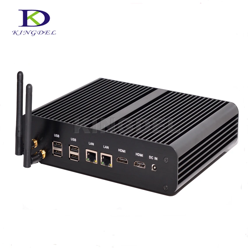 Kingdel New arrival Intl Broadwell i7 5500U 5600U,Fanless Mini PC,HTPC,Barebone,2*Gigabit LAN+2*HDMI+SPDIF+USB3.0,Wifi,Windows10