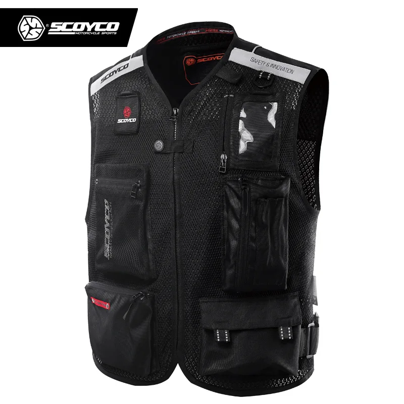 Men/'s Reflective Safety Motorcycle Vest Motocross Racing sleeveless Jacket Coat
