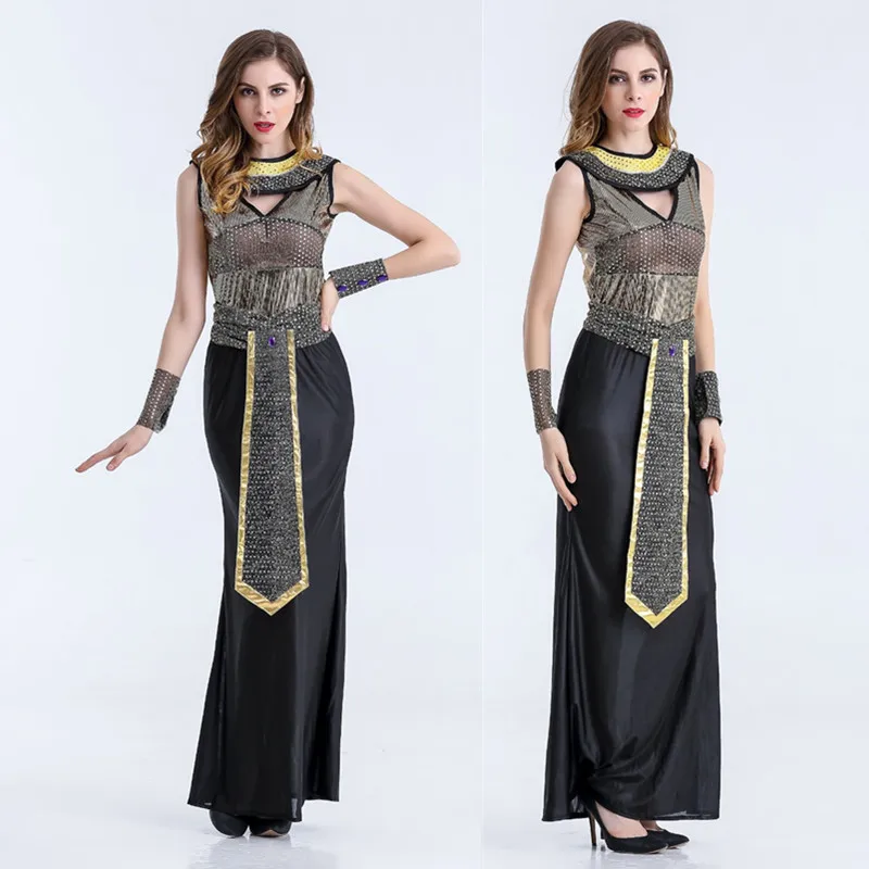 M XL New Women Glitter Sequins Egypt Queen Cleopatra Costume Adult