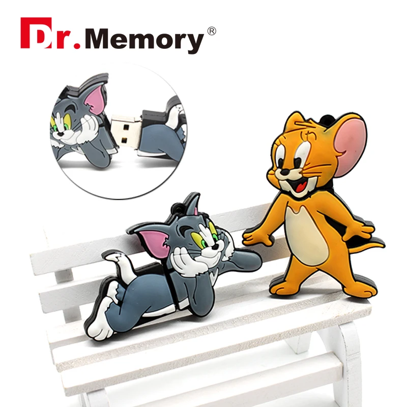 Cartoon Cat USB Flash Drives 32GB Animal Cute 64GB Pendrives Personalized Cat Mouse Flash Disk 4GB 8GB 16GB Memory Stick