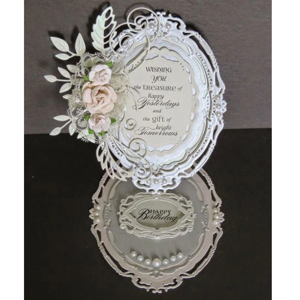 

Swovo 7PCS Oval Photo Frame Metal Cutting Dies for Scrapbooking DIY Craft Dies Paper Cards Making Decorative Embossing 137*103MM