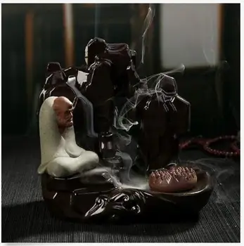 

Ceramic Buddhism Damour Smoke Backflow Cone Holder Incense Burner &7 CONES