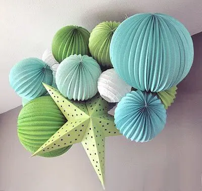 

19cm Accordion Pleated Paper Watermelon Lantern Wedding Party Birthday Baby Showers Home Event Stereoscopic Star Decor