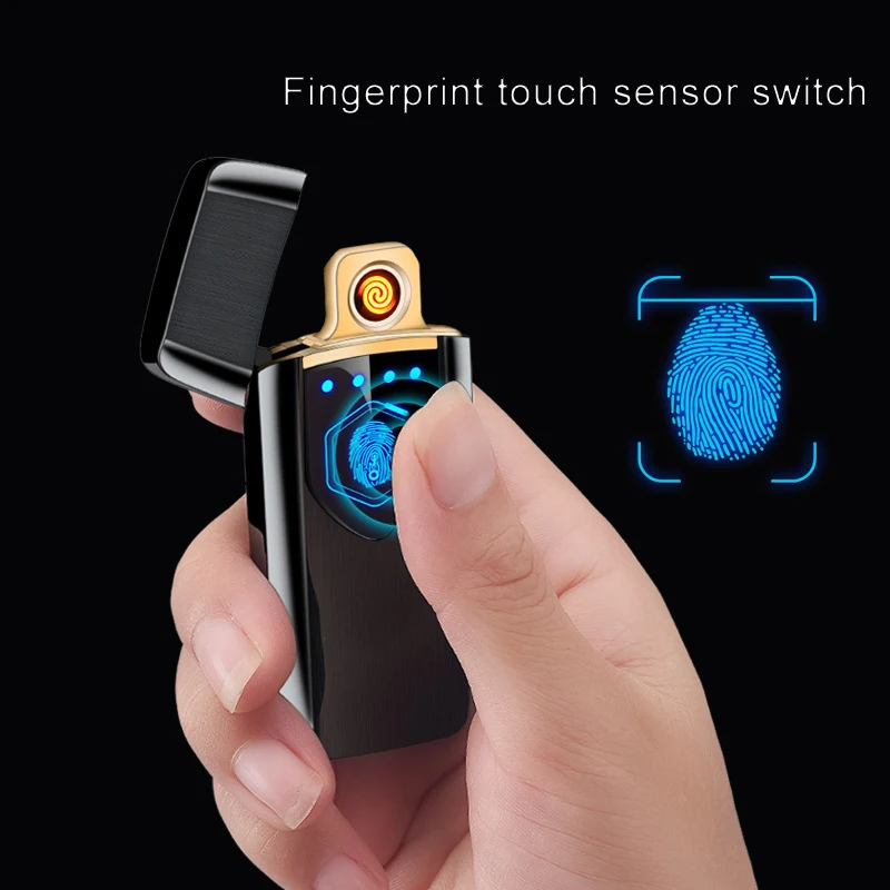 Ультра тонкая перезаряжаемая USB Зажигалка LED сенсорный экран электрическая