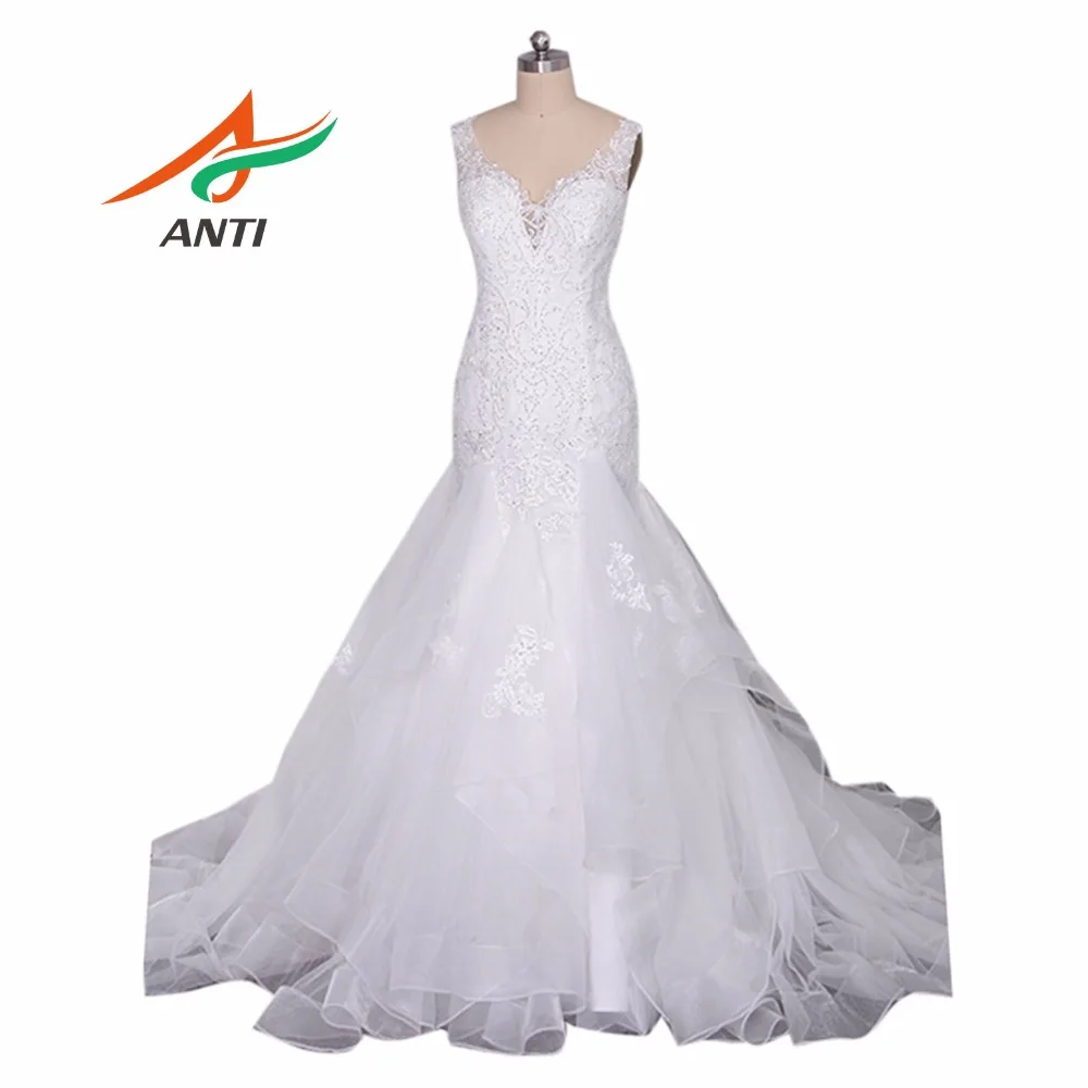 Anti Real Mermaid Wedding Dress Vestido De Noiva V Neck Designer