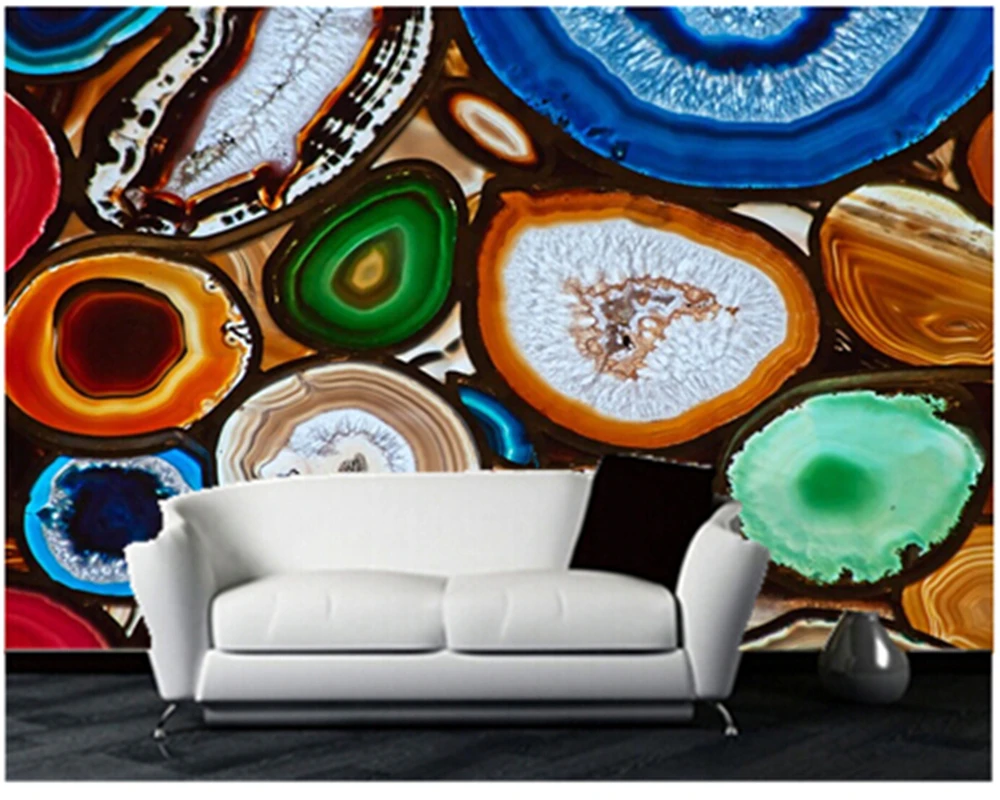 Compare Prices On Agate Wallpaper- Online Shopping/Buy Low Price Custom Wallcoverings mural 3D television sofa setting Background wallpaper Translucent Mosaic create with slices of Agate - Compare Prices On Agate Wallpaper- Online Shopping/Buy Low Price