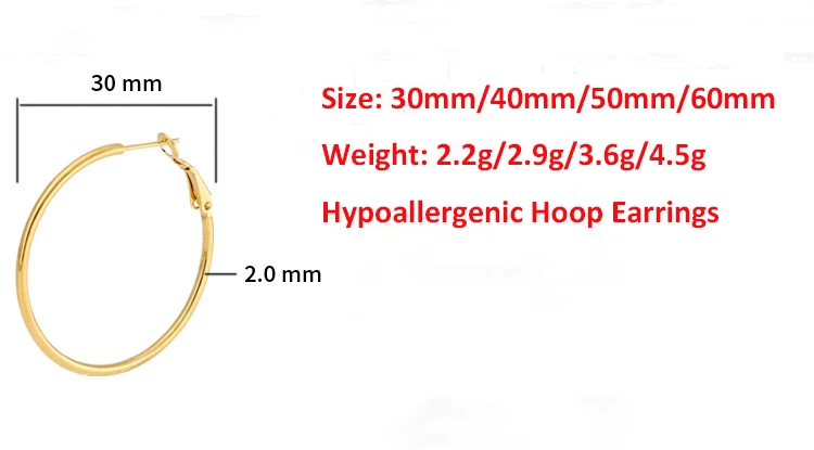 2 пары 60 мм большие серьги-кольца из нержавеющей стали серьги-кольца золотые, розовые, золотые, серебряные гипоаллергенные обручи для женщин и девушек