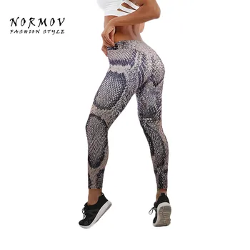 

NORMOV Women Leggings 2018 Sexy Casual Print Snakeskin Push Leggings Polyester Hips High Waist Slim Slim Fitness Leggings
