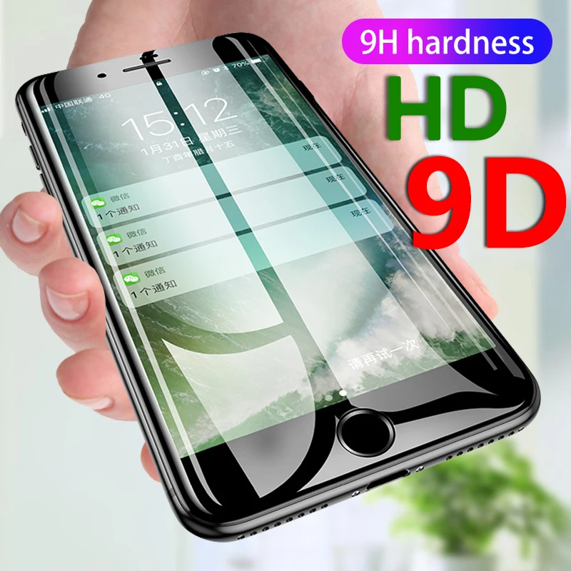 

9D Tempered Glass For iPhone 7 6 8 6S Plus XS max Xr X 10 Full Cover Screen Protector For iPhone 7 8 Front Film Protective Glass
