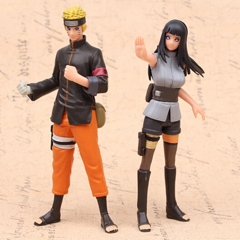 

2pcs/lot 16cm Anime Cartoon Naruto Anime Uzumaki Naruto + Hyuga Hinata PVC Action Figure Model Doll Toys For Kids Gifts