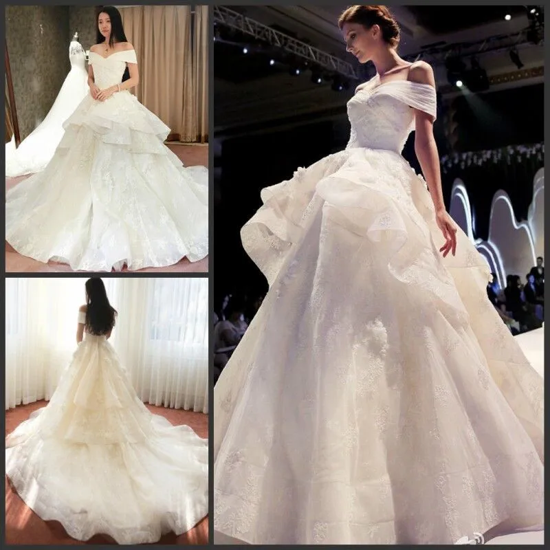 

Hot Sale Vintage Wedding Dress 2019 Custom Made Sweetheart Cap Sleeves Ball Gown Lace Bridal Dresses Vestido De Noiva IZ320