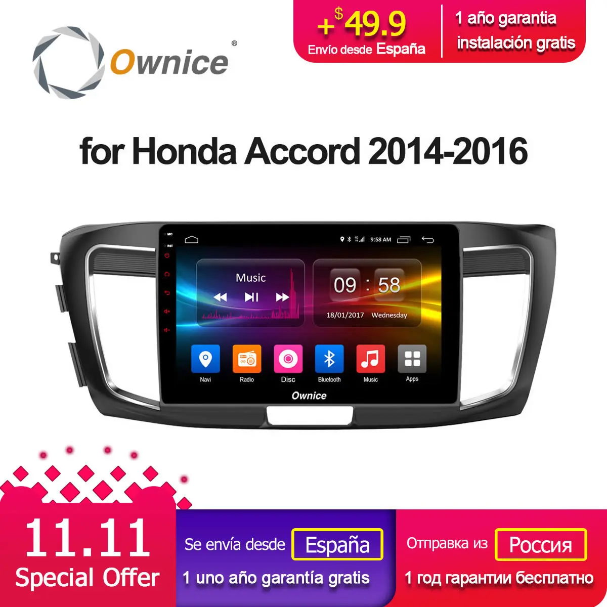 Ownice C500 G10 10 1 Octa Core Android 8 1 Car radio player for Honda Accord